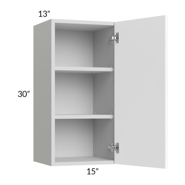 RTA Milan White Matte 15" x 30" Wall Cabinet-Right Hinged