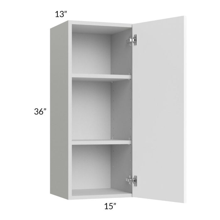 RTA Milan White Matte 15" x 36" Wall Cabinet-Left Hinged