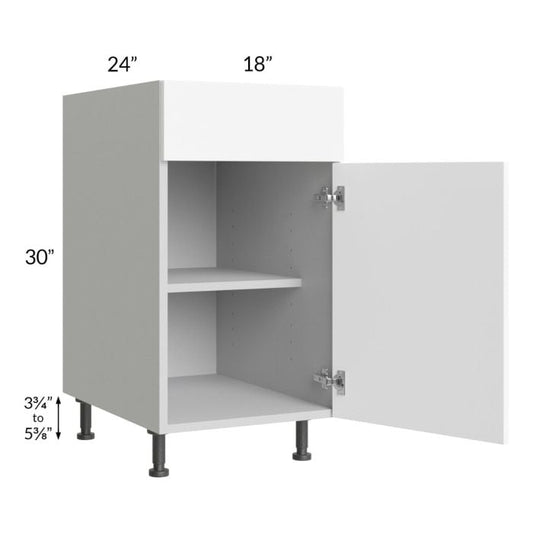 RTA Milan White Matte 18" Base Cabinet-Right Hinged with 2 Finished Sides