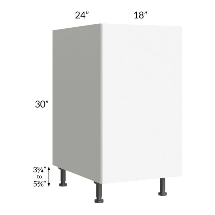 RTA Milan White Matte 18" Full Height Door Base Cabinet-Left Hinged with Trash Can Pullout