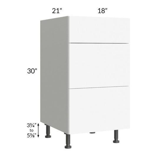 RTA Milan White Matte 18" Vanity 3-Drawer Base Cabinet