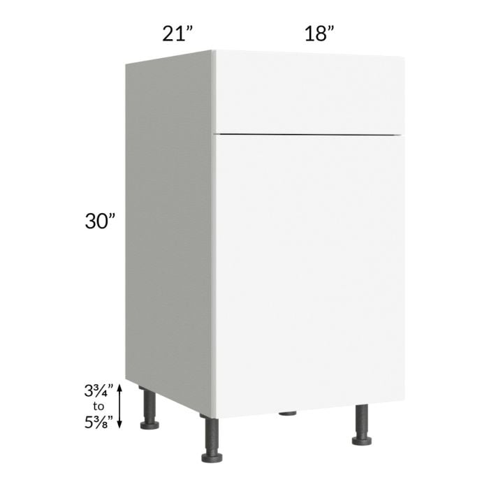 RTA Milan White Matte 18" Vanity Base Cabinet-Right Hinged