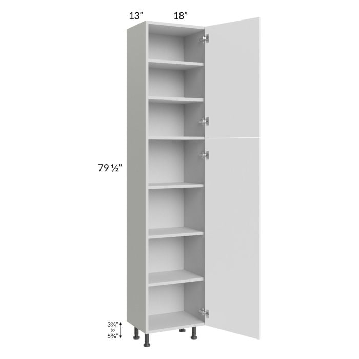 RTA Milan White Matte 18" x 13" x 84" Pantry Cabinet (13" depth)-Left Hinged