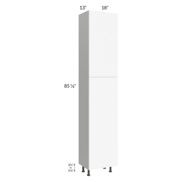 RTA Milan White Matte 18" x 13" x 90" Pantry Cabinet (13" depth)-Right Hinged with 1 Finished Side