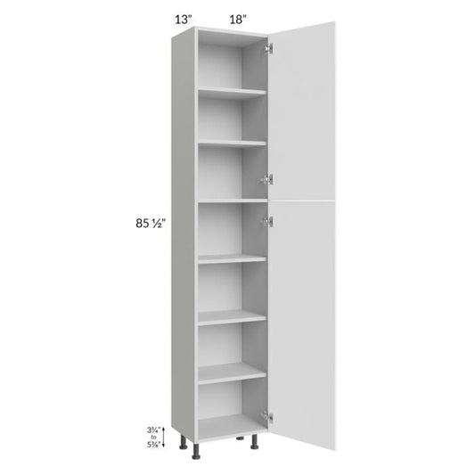 RTA Milan White Matte 18" x 13" x 90" Pantry Cabinet (13" depth)-Right Hinged