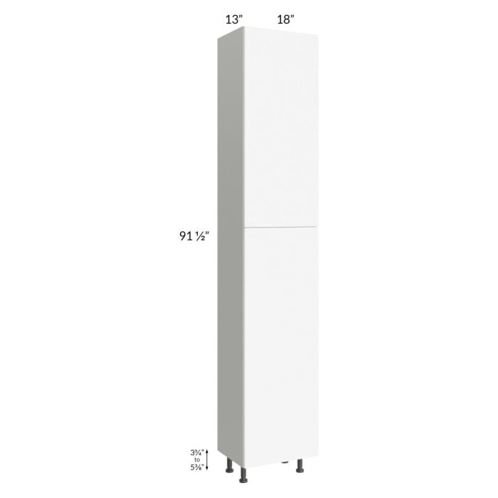 RTA Milan White Matte 18" x 13" x 96" Pantry Cabinet (13" depth)-Right Hinged with 1 Finished Side