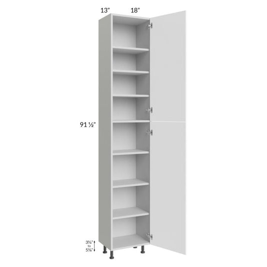 RTA Milan White Matte 18" x 13" x 96" Pantry Cabinet (13" depth)-Right Hinged