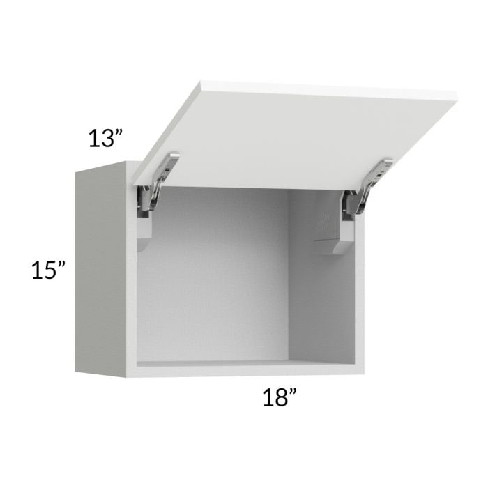 RTA Milan White Matte 18" x 15" Lift-Up Door Wall Cabinet with 1 Finished End Panel