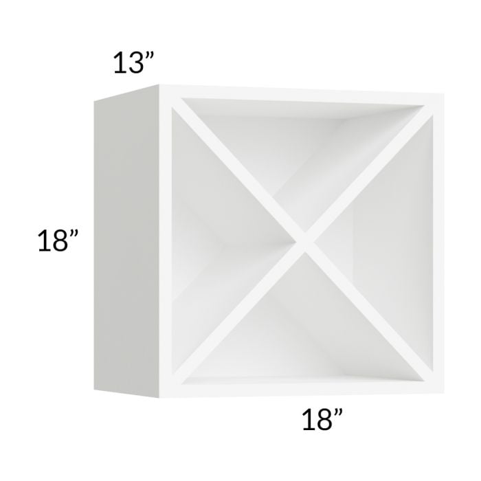RTA Milan White Matte 18" x 18" Wine Rack Cabinet with 2 Finished End Panels