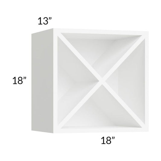 RTA Milan White Matte 18" x 18" Wine Rack Cabinet with 2 Finished End Panels
