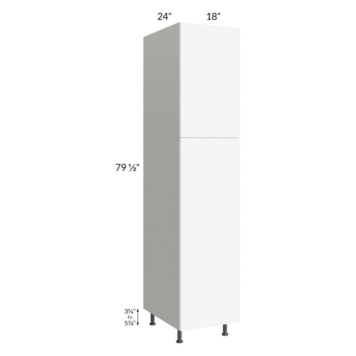 RTA Milan White Matte 18" x 24" x 84" Pantry Cabinet (24" depth)-Left Hinged with 1 Roll Out Tray
