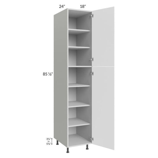 RTA Milan White Matte 18" x 24" x 90" Pantry Cabinet (24" depth)-Left Hinged with 1 Finished Side