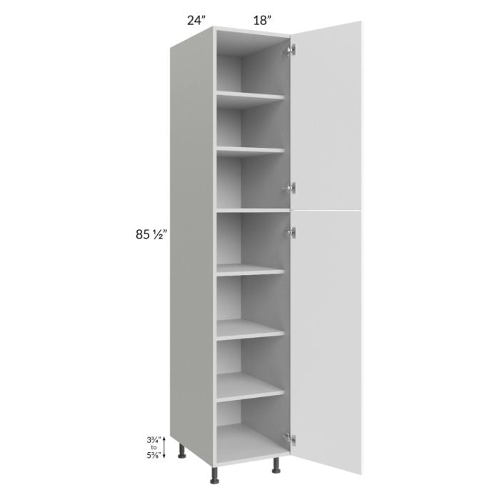 RTA Milan White Matte 18" x 24" x 90" Pantry Cabinet (24" depth)-Left Hinged with 2 Finished Sides
