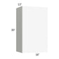 RTA Milan White Matte 18" x 30" Wall Cabinet-Left Hinged with 1 Finished Side