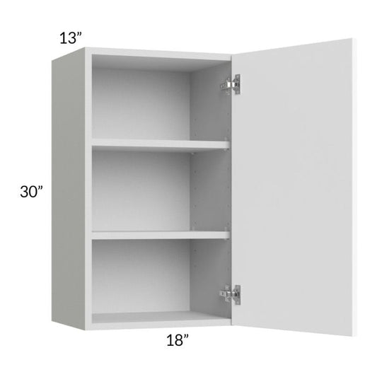 RTA Milan White Matte 18" x 30" Wall Cabinet-Left Hinged with 1 Finished Side