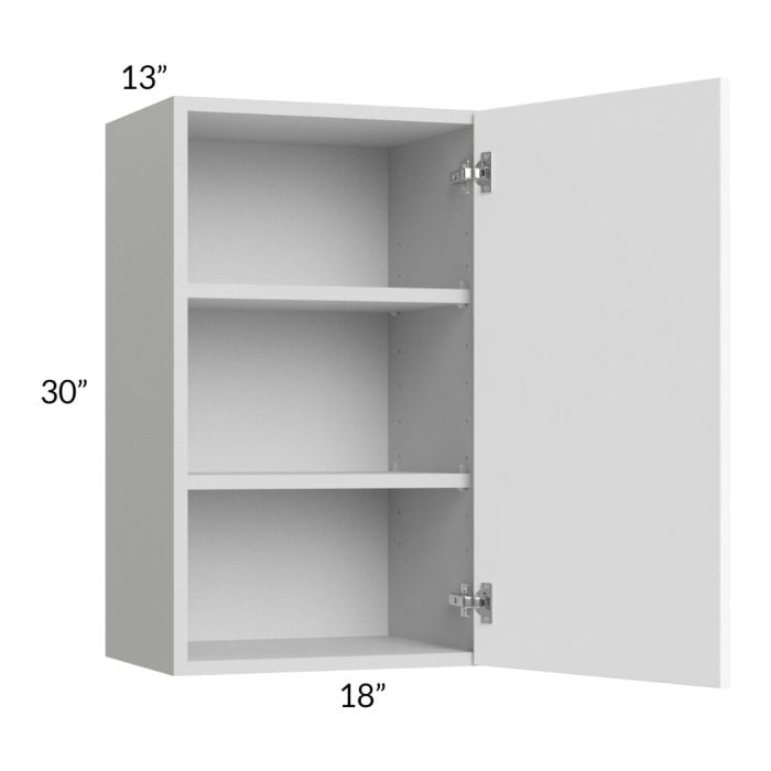 RTA Milan White Matte 18" x 30" Wall Cabinet-Left Hinged with 2 Finished Sides