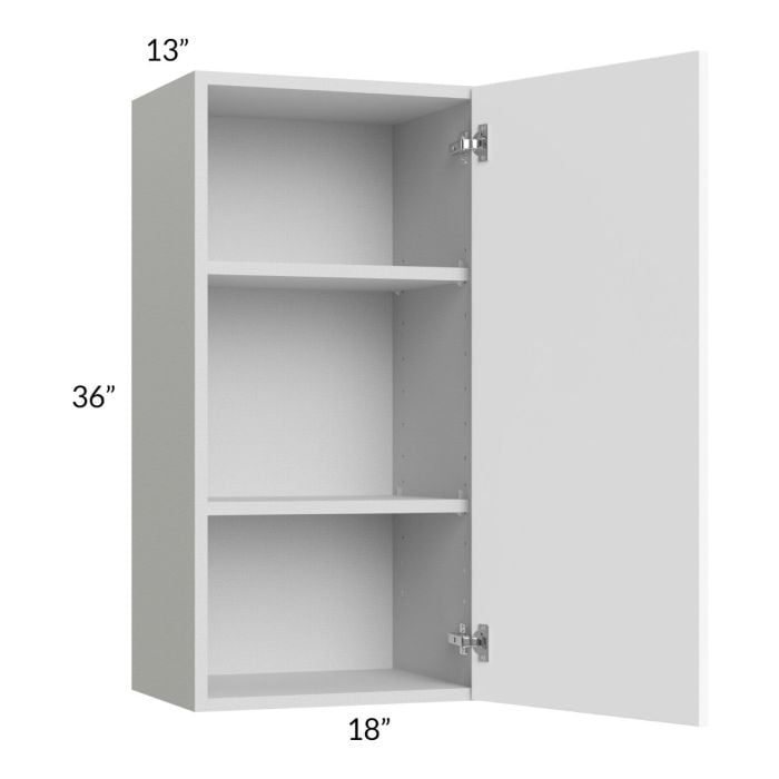 RTA Milan White Matte 18" x 36" Wall Cabinet-Left Hinged with 2 Finished Sides