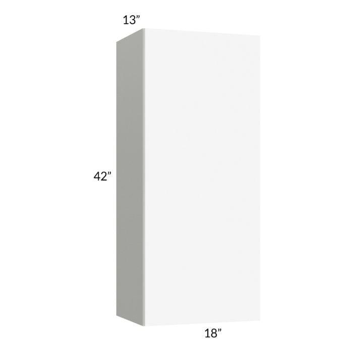 RTA Milan White Matte 18" x 42" Wall Cabinet-Left Hinged with 1 Finished Side