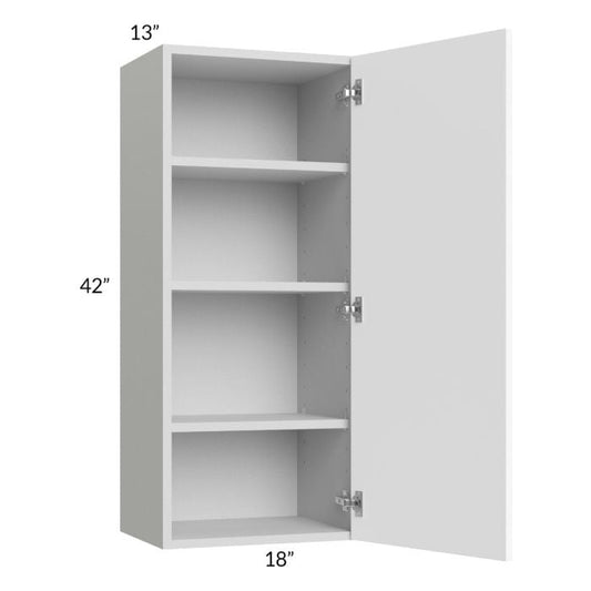 RTA Milan White Matte 18" x 42" Wall Cabinet-Left Hinged with 1 Finished Side