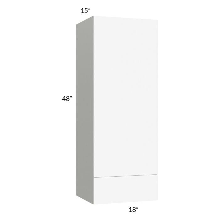 RTA Milan White Matte 18" x 48" x 15" Wall Cabinet-Left Hinged with Drawers and 2 Finished End Panels