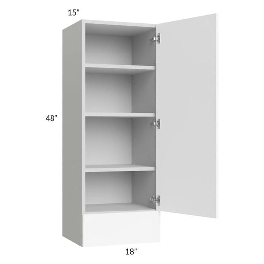 RTA Milan White Matte 18" x 48" x 15" Wall Cabinet-Left Hinged with Drawers