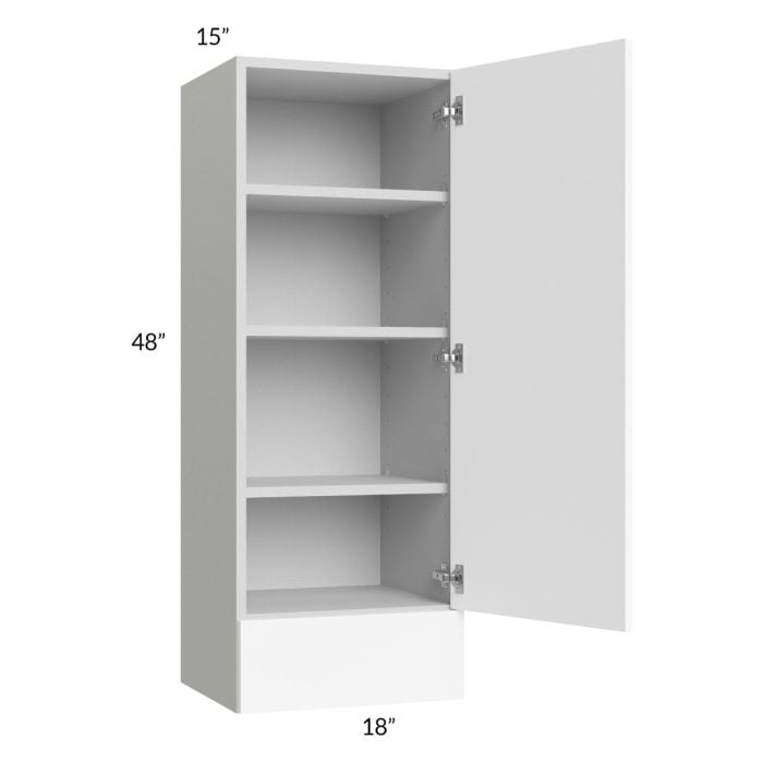 RTA Milan White Matte 18" x 48" x 15" Wall Cabinet-Right Hinged with Drawers