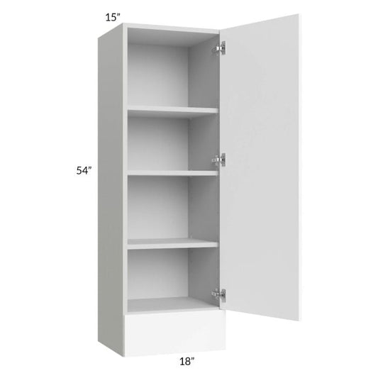 RTA Milan White Matte 18" x 54" x 15" Wall Cabinet-Left Hinged with Drawers and 1 Finished End Panel