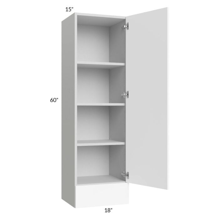 RTA Milan White Matte 18" x 60" x 15" Wall Cabinet-Left Hinged with Drawers