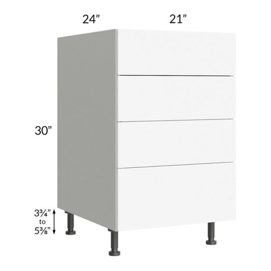 RTA Milan White Matte 21" 4-Drawer Base Cabinet with 2 Finished Sides