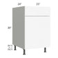 RTA Milan White Matte 21" Base Cabinet-Right Hinged with 1 Finished Side and 1 Roll Out Tray