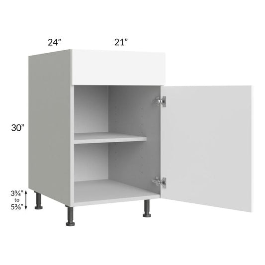 RTA Milan White Matte 21" Base Cabinet-Right Hinged with Trash Can Pullout