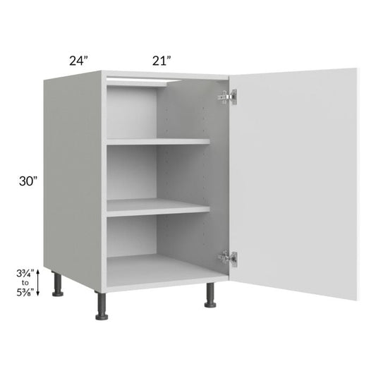 RTA Milan White Matte 21" Full Height Door Base Cabinet-Left Hinged with 2 Roll Out Trays