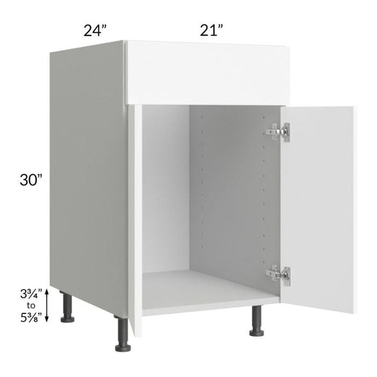 RTA Milan White Matte 21" Sink Base Cabinet-Left Hinged with 1 Finished Side and Sink Tilt-Out