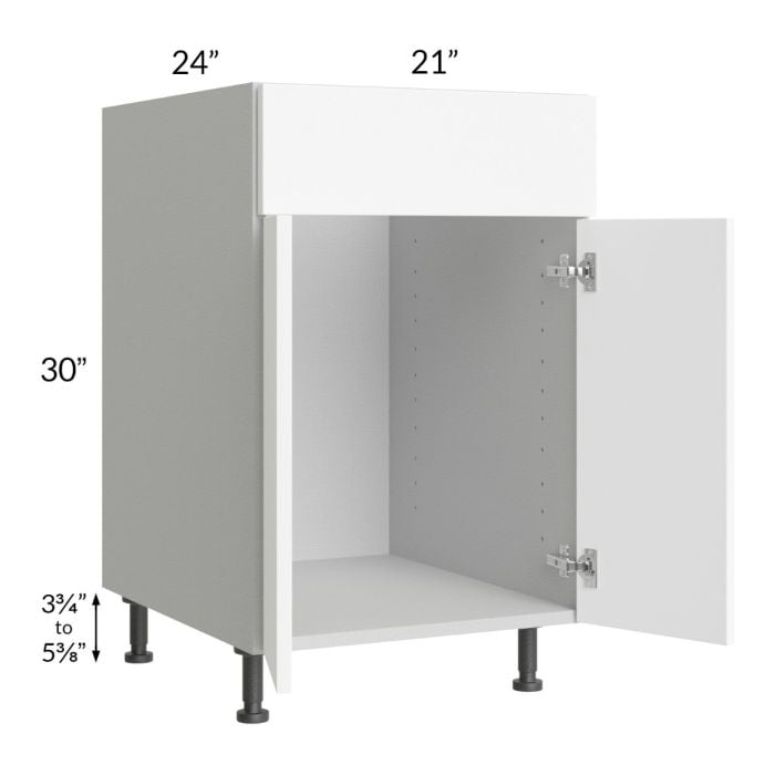 RTA Milan White Matte 21" Sink Base Cabinet-Left Hinged with Sink Tilt-Out
