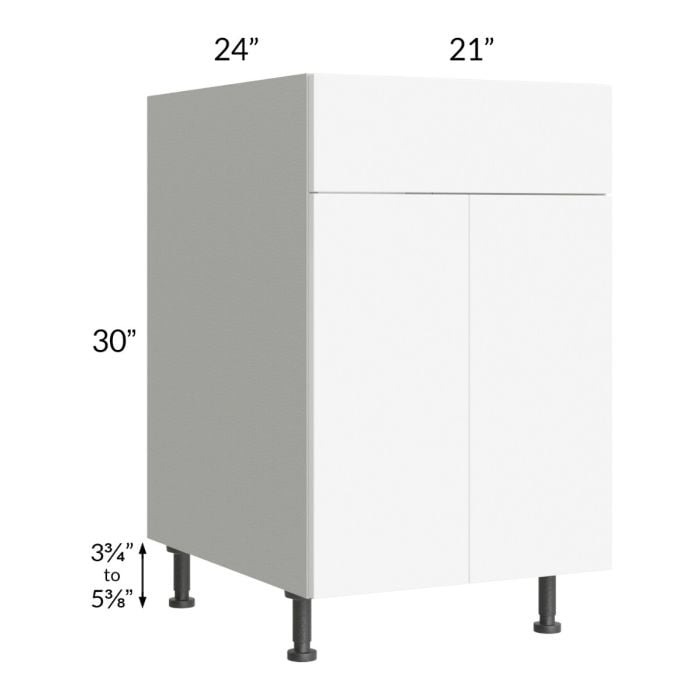 RTA Milan White Matte 21" Sink Base Cabinet-Right Hinged with 2 Finished Sides