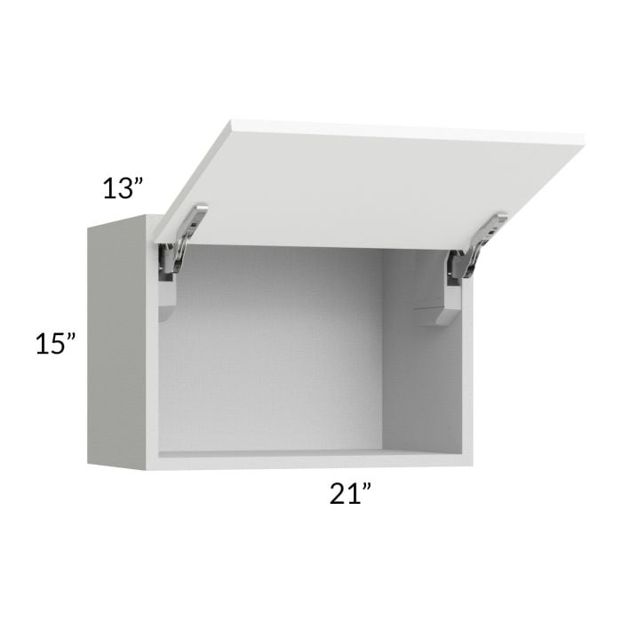 RTA Milan White Matte 21" x 15" Lift-Up Door Wall Cabinet with 1 Finished End Panel
