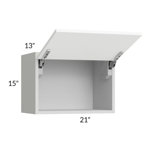 RTA Milan White Matte 21" x 15" Lift-Up Door Wall Cabinet with 2 Finished End Panels