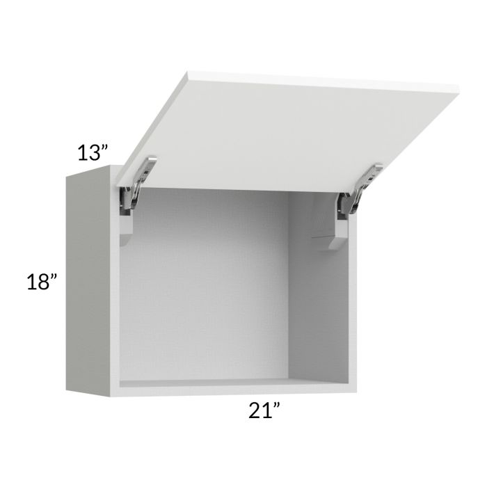RTA Milan White Matte 21" x 18" Lift-Up Door Wall Cabinet with 2 Finished End Panels