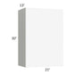 RTA Milan White Matte 21" x 30" Wall Cabinet-Left Hinged with 1 Finished Side