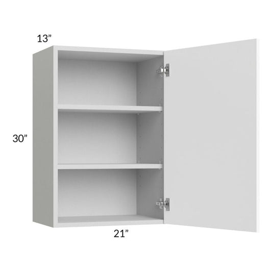 RTA Milan White Matte 21" x 30" Wall Cabinet-Right Hinged with 2 Finished Sides