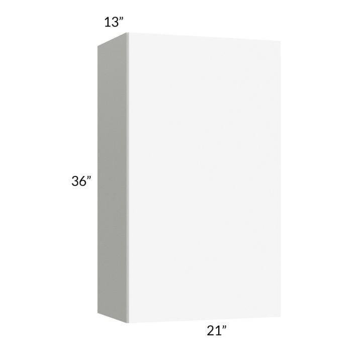 RTA Milan White Matte 21" x 36" Wall Cabinet-Left Hinged with 2 Finished Sides