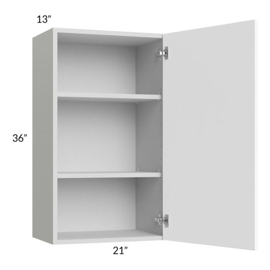 RTA Milan White Matte 21" x 36" Wall Cabinet-Left Hinged with 2 Finished Sides