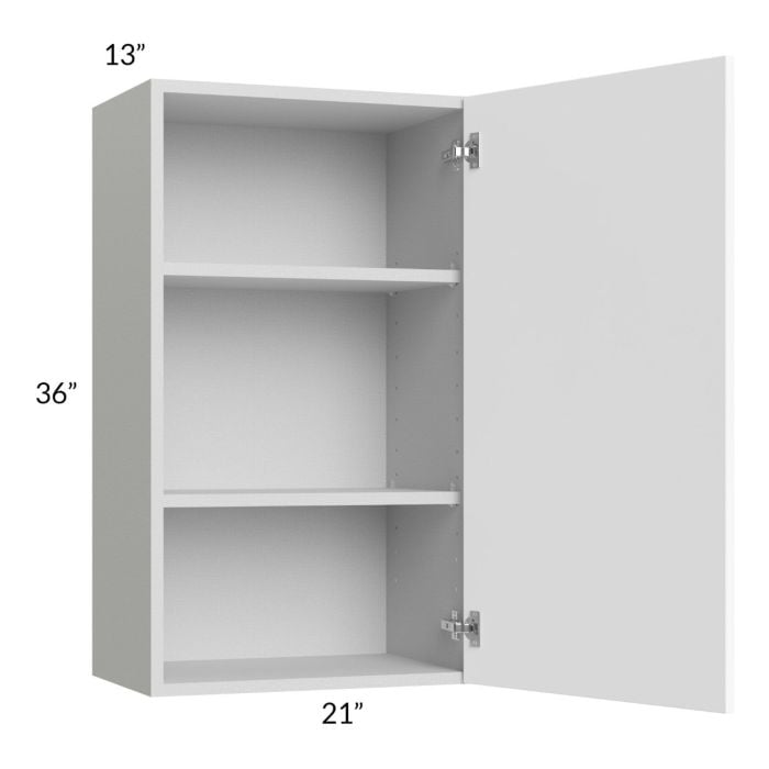 RTA Milan White Matte 21" x 36" Wall Cabinet-Right Hinged with 2 Finished Sides