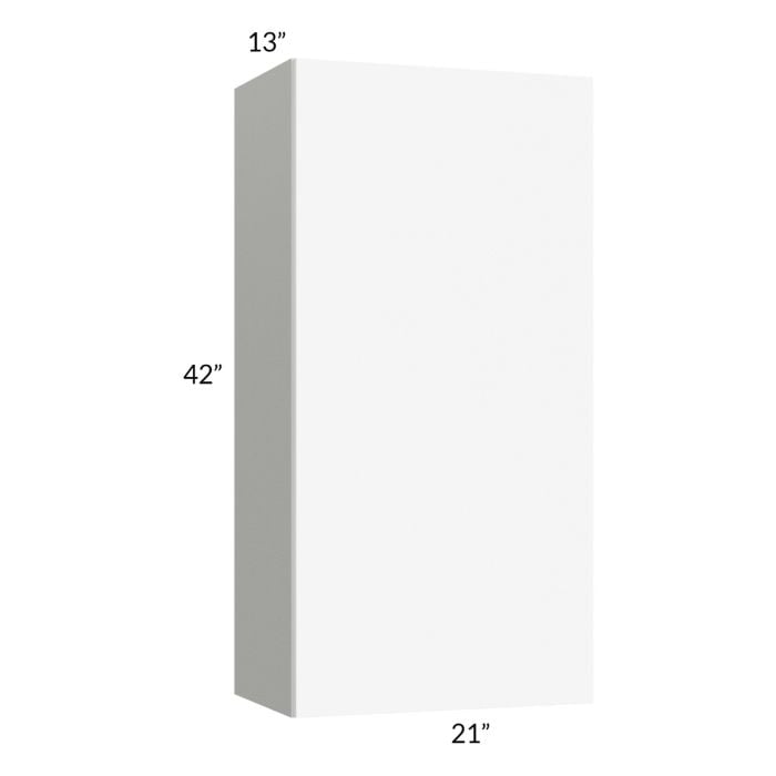 RTA Milan White Matte 21" x 42" Wall Cabinet-Left Hinged with 2 Finished Sides