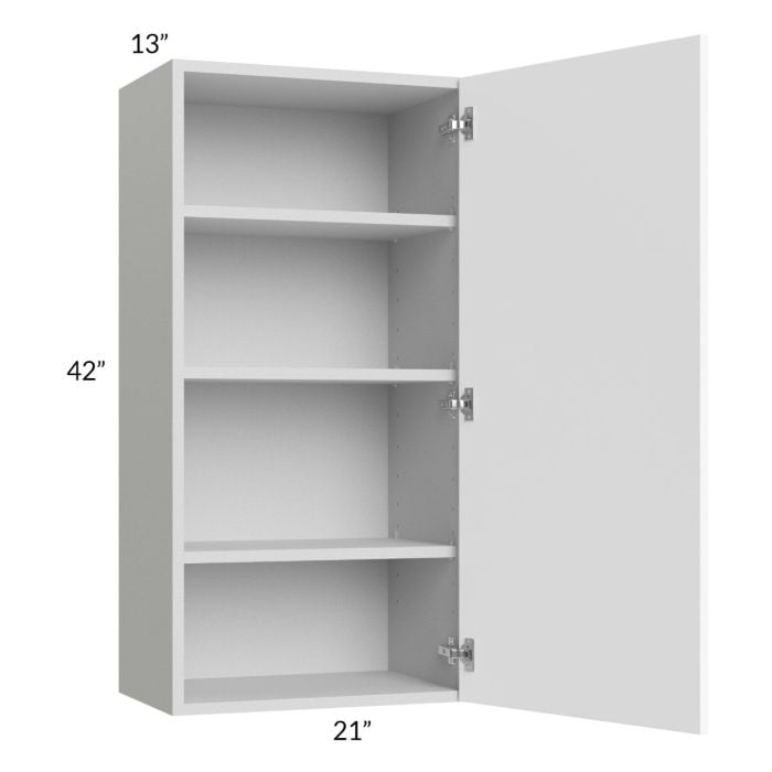 RTA Milan White Matte 21" x 42" Wall Cabinet-Right Hinged with 1 Finished Side