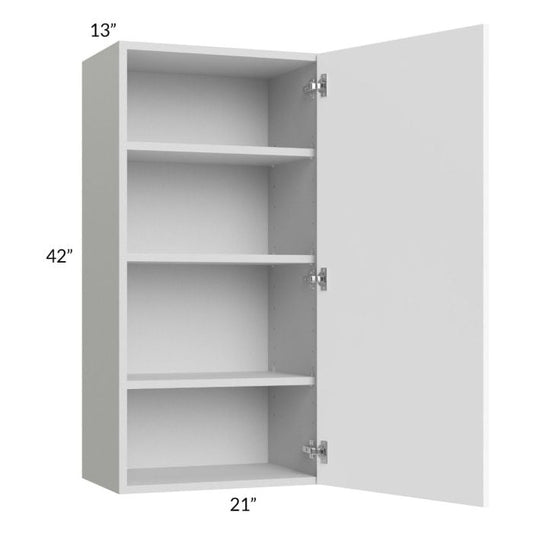 RTA Milan White Matte 21" x 42" Wall Cabinet-Right Hinged with 2 Finished Sides