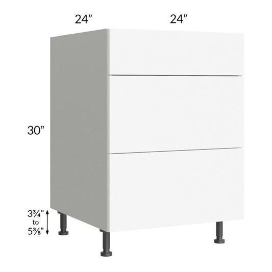 RTA Milan White Matte 24" 3-Drawer Base Cabinet