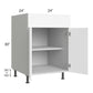 RTA Milan White Matte 24" Base Cabinet with 2 Finished Sides and 1 Roll Out Tray
