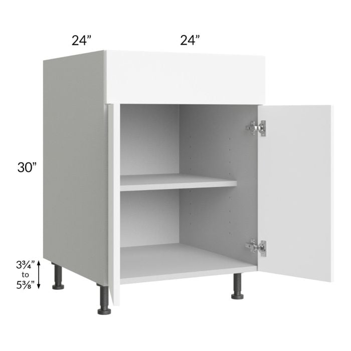 RTA Milan White Matte 24" Base Cabinet with 2 Roll Out Trays