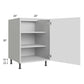 RTA Milan White Matte 24" Full Height Door Base Cabinet (1 door)-Left Hinged with 1 Finished Side and 2 Roll Out Trays